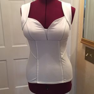 Cache white top with silver piping